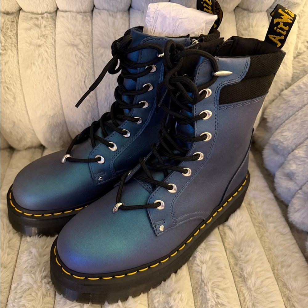 Dr. Martens Women's Jadon HDW II, Deep Blue Platform Combat Boots